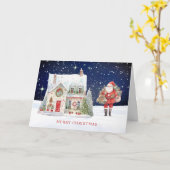 Weihnachtsdorf-Haus Santa Karte (Gelbe Blume)