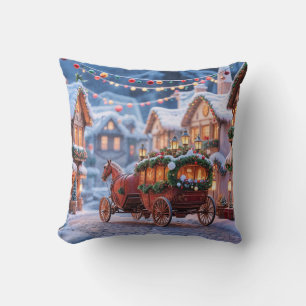 Weihnachtsdorf-Illustration Kissen