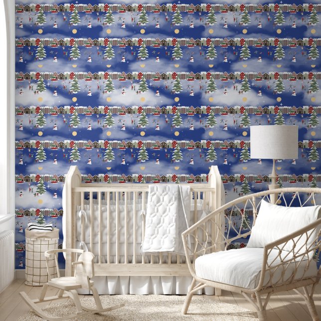 Weihnachtsdorf im Mondschein Tapete (Kinder)