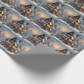 Weihnachtsdorf im Schnee Geschenkpapier (Ecke)