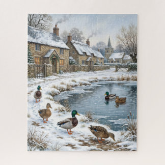 Weihnachtsdorf im viktorianischen Stil Winterteich Puzzle