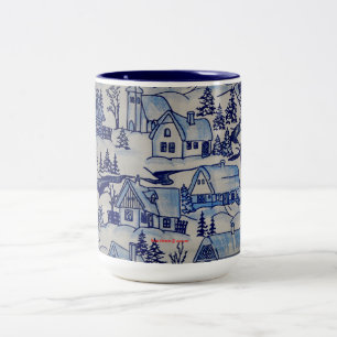 Weihnachtsdorf im Vintage-Stil Frohe Weihnachten Zweifarbige Tasse