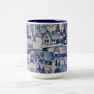 Weihnachtsdorf im Vintage-Stil Frohe Weihnachten Zweifarbige Tasse