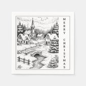 Weihnachtsdorf im Winter Serviette (Vorderseite)