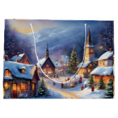 Weihnachtsdorf in den Bergen Winter Große Geschenktüte (Rückseite)