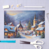 Weihnachtsdorf in den Bergen Winter Seidenpapier (Handwerk)