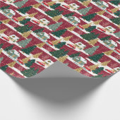 Weihnachtsdorf in Rot und Grün Geschenkpapier (Ecke)
