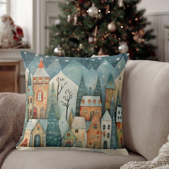 Weihnachtsdorf Kissen (Christmas Village Throw Pillow)