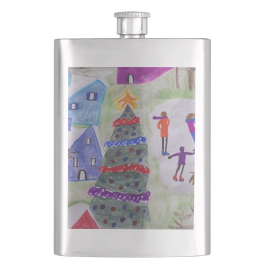 Weihnachtsdorf Klassischer Hip Flask Flachmann (Vorderseite)