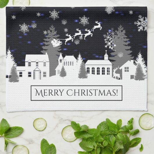 Weihnachtsdorf Küche Handtuch (Gefaltet)