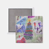 Weihnachtsdorf Magnet (Vorderseite/Rückseite)