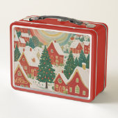 Weihnachtsdorf Metall Brotdose (Rückseite)
