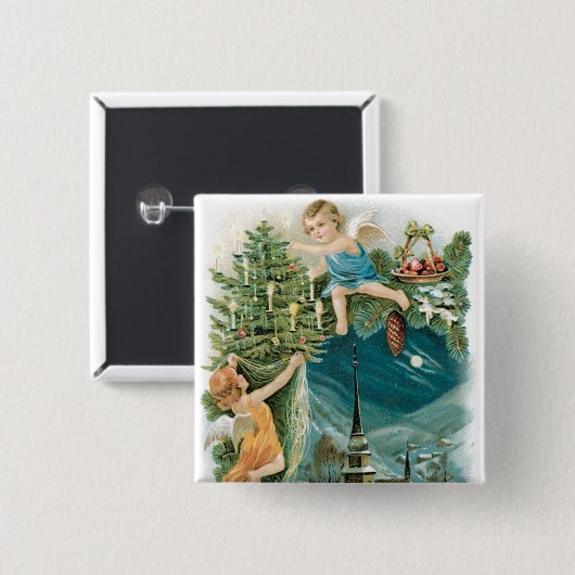 Weihnachtsdorf mit Engeln Button (Vorne & Hinten)