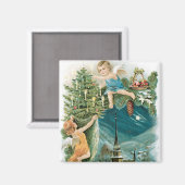 Weihnachtsdorf mit Engeln Magnet (Vorderseite/Rückseite)