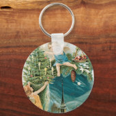 Weihnachtsdorf mit Engeln Schlüsselanhänger (Vorderseite)