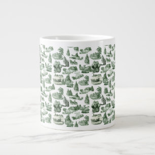 Weihnachtsdorf mit grünem Toile-Design Jumbo-Tasse