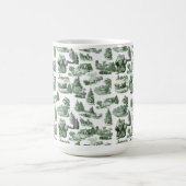 Weihnachtsdorf mit grünem Toile-Design Kaffeetasse (Mittel)