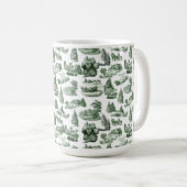 Weihnachtsdorf mit grünem Toile-Design Kaffeetasse (VorderseiteRechts)