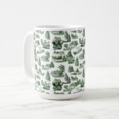 Weihnachtsdorf mit grünem Toile-Design Kaffeetasse (Vorderseite Links)