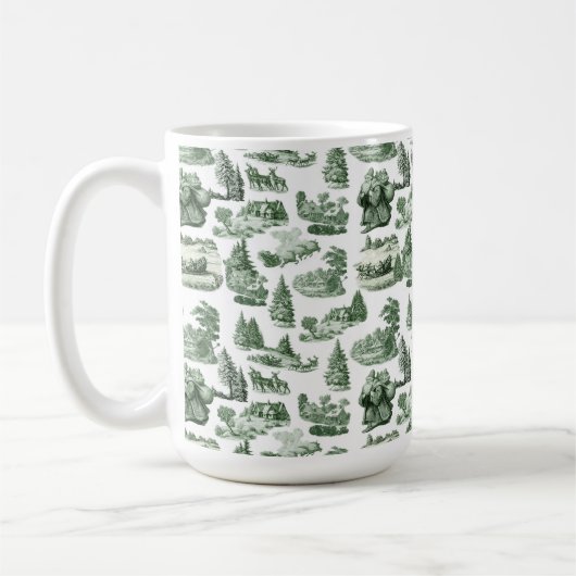 Weihnachtsdorf mit grünem Toile-Design Kaffeetasse (Links)