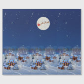 Weihnachtsdorf mit Weihnachtsmann & Rentiers Geschenkpapier (Flach)