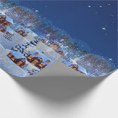 Weihnachtsdorf mit Weihnachtsmann & Rentiers Geschenkpapier (Ecke)