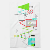 Weihnachtsdorf Mitte des Jahrhunderts modern Geschirrtuch (Vertikal)