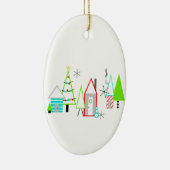 Weihnachtsdorf Mitte des Jahrhunderts modern Keramikornament (Rechts)