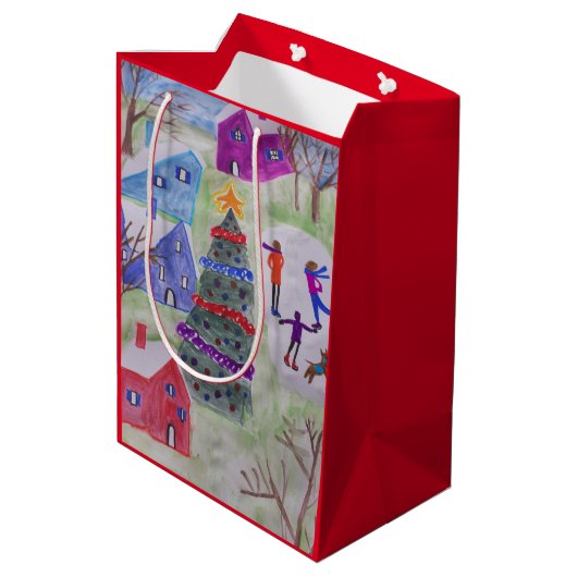 Weihnachtsdorf Mittlere Geschenktüte (Rückseite Schrägansicht)