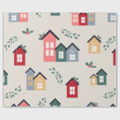 Weihnachtsdorf Niedlicher Feiertag Geschenkpapier (Flach)