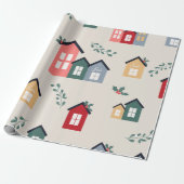 Weihnachtsdorf Niedlicher Feiertag Geschenkpapier (Ungerollt)