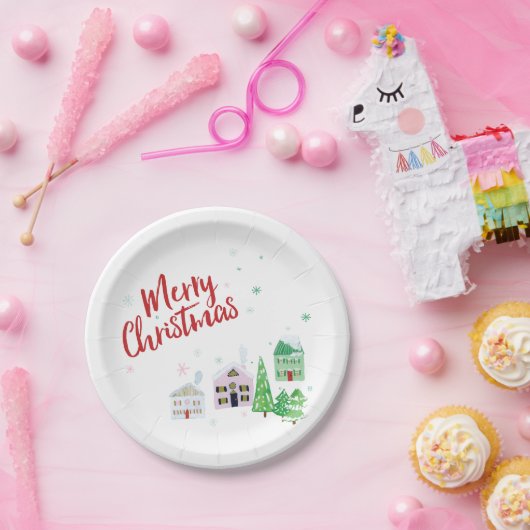 Weihnachtsdorf Pappteller (Party)