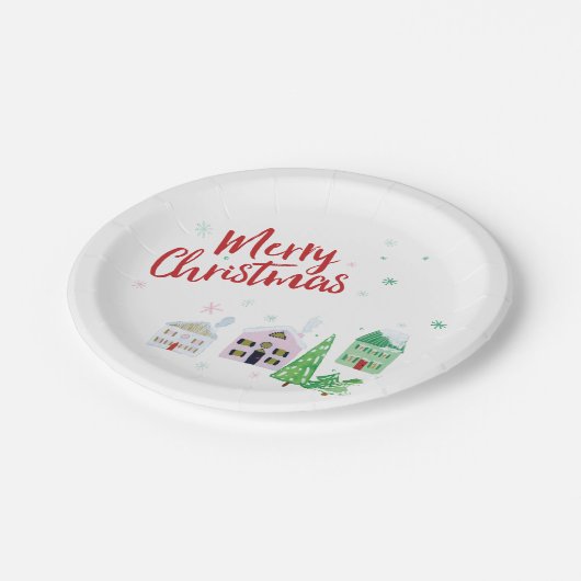 Weihnachtsdorf Pappteller (Schrägansicht)