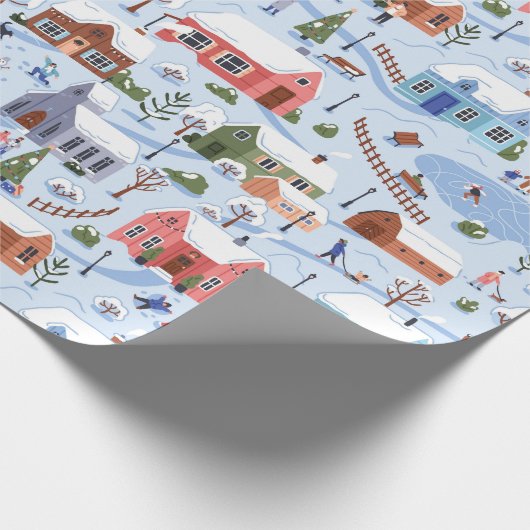 Weihnachtsdorf People Pattern Geschenkpapier (Ecke)