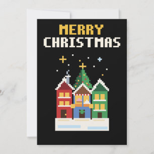 Weihnachtsdorf Pixel Art Weihnachtskarte Feiertagskarte