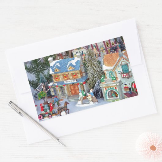 Weihnachtsdorf Rechteckiger Aufkleber (Umschlag)