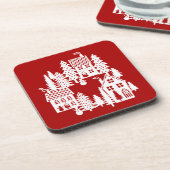 Weihnachtsdorf rot und weiß getränkeuntersetzer (Linke Seite)