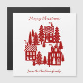 Weihnachtsdorf rot und weiß magnetkarte (Vorne/Hinten)