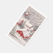 Weihnachtsdorf Rote Häuser Windmill Serviette (Ecke)