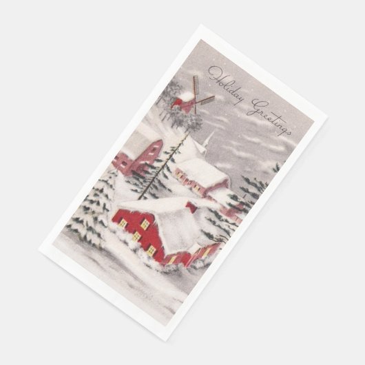 Weihnachtsdorf Rote Häuser Windmill Serviette (Ecke)