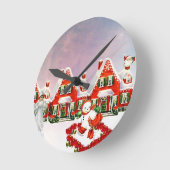 WEIHNACHTSdorf Runde Wanduhr (Winkel)