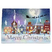 Weihnachtsdorf Santa and Sleigh Große Geschenktüte (Vorderseite)