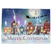 Weihnachtsdorf Santa and Sleigh Große Geschenktüte (Rückseite)