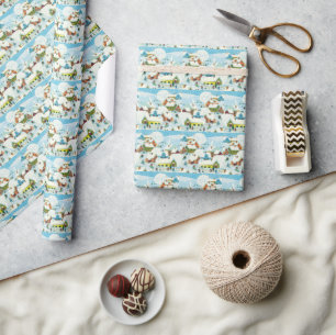 Weihnachtsdorf Schnee Retro vintage Weihnachten Geschenkpapier
