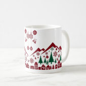 Weihnachtsdorf-Silhouette – Rot & Grün Kaffeetasse (VorderseiteRechts)