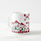 Weihnachtsdorf-Silhouette – Rot & Grün Kaffeetasse (Vorderseite Links)