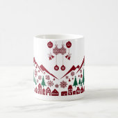 Weihnachtsdorf-Silhouette – Rot & Grün Kaffeetasse (Mittel)
