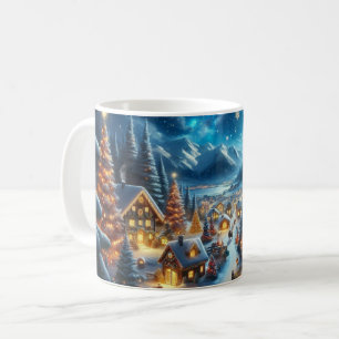 Weihnachtsdorf Snowy Scene Malerei Kaffeetasse