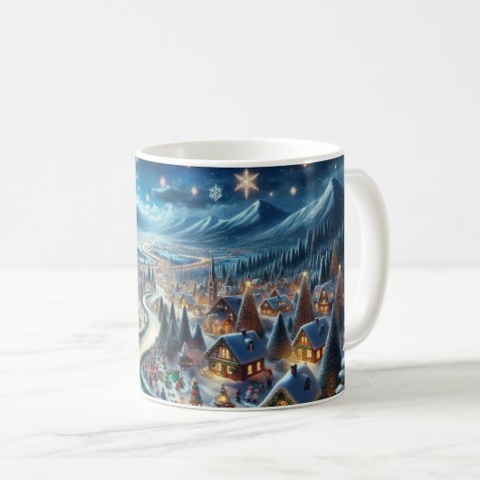 Weihnachtsdorf Snowy Scene Malerei Kaffeetasse (VorderseiteRechts)