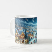 Weihnachtsdorf Snowy Scene Malerei Kaffeetasse (Vorderseite Links)